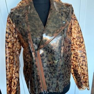 Wanda Nylon Tortoise Brown Clear PVC Biker Rain Jacket $1200 RARE COLLECTIBLE XS